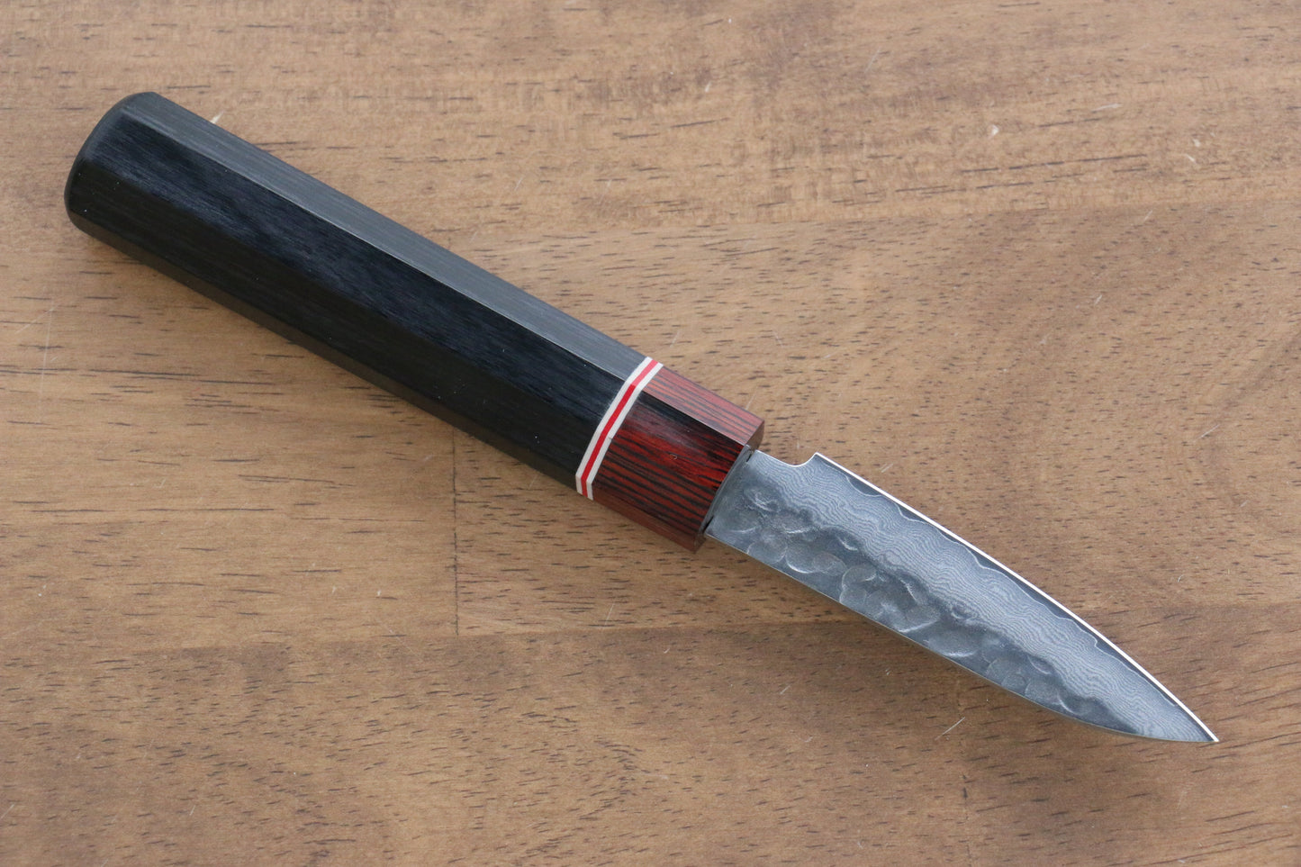 清助 V金10号 ダマスカス パーリングナイフ 80mm 黒合板柄 - 清助刃物