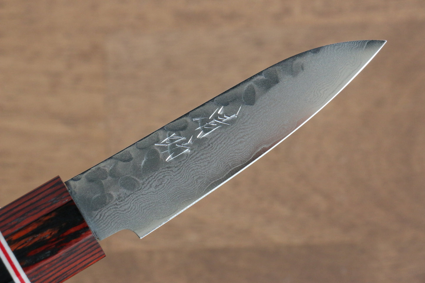 清助 V金10号 ダマスカス パーリングナイフ 80mm 黒合板柄 - 清助刃物