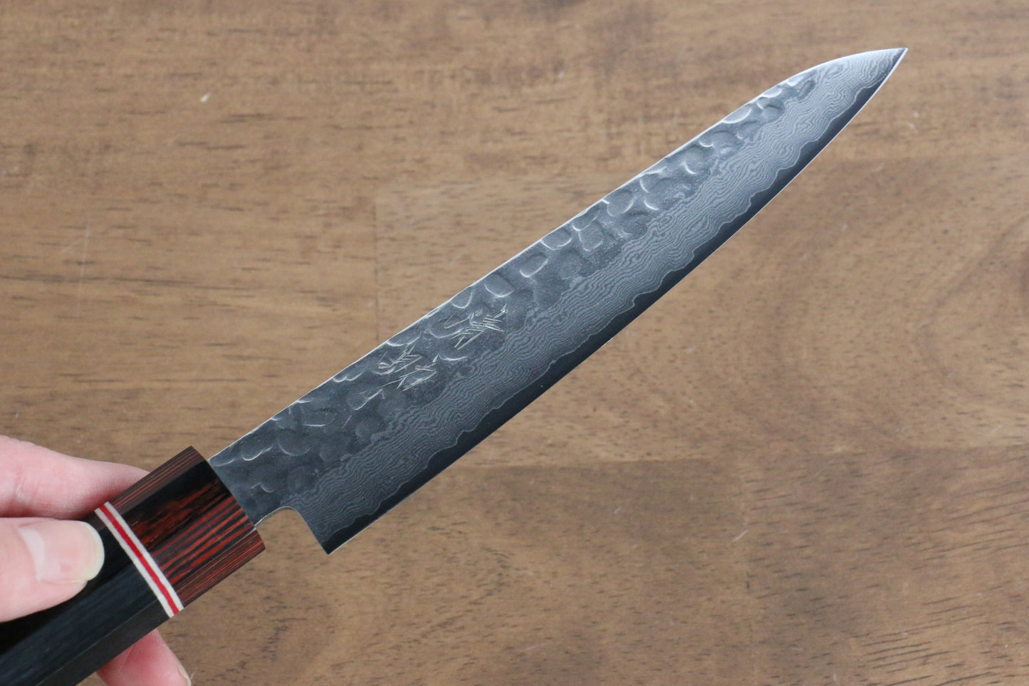 清助 V金10号 ダマスカス ペティーナイフ 150mm 黒合板柄 - 清助刃物