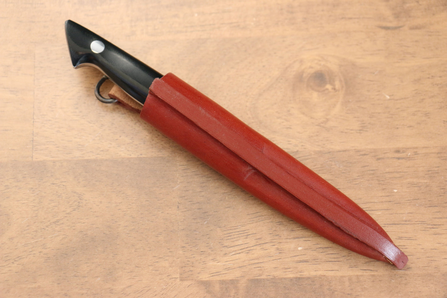 野村 白鋼 ダマスカス ハンターナイフ 100mm 黒マイカルタ柄 鞘付き - 清助刃物