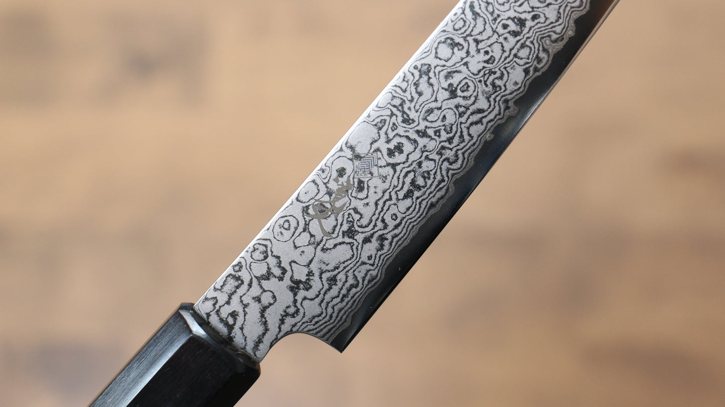 寛丈 V金10号 ダマスカス 切付ペティナイフ 180mm グレー合板柄 - 清助刃物