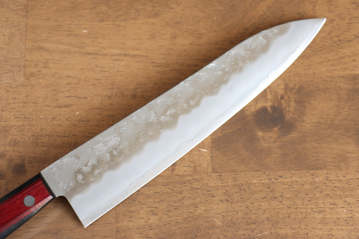 清助 林檎 銀三鋼 梨地 牛刀包丁 210mm 赤合板柄 - 清助刃物