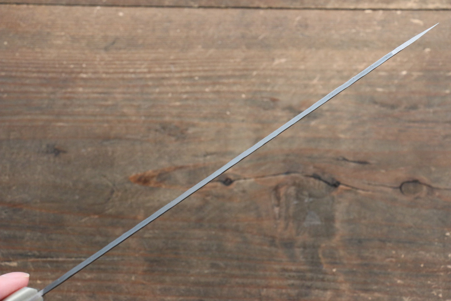 清助 黒紅 青スーパー鋼 鎚目 黒打 切付牛刀包丁 210mm 赤合板柄 - 清助刃物