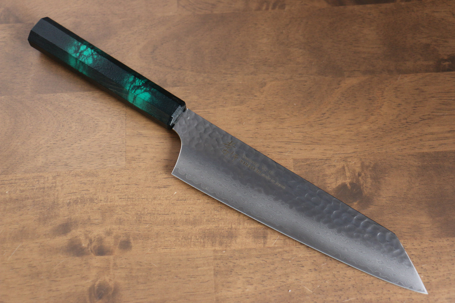堺 孝行 なないろ VG10 33層 剣型牛刀包丁 190mm ABS樹脂(緑べっ甲)柄 - 清助刃物