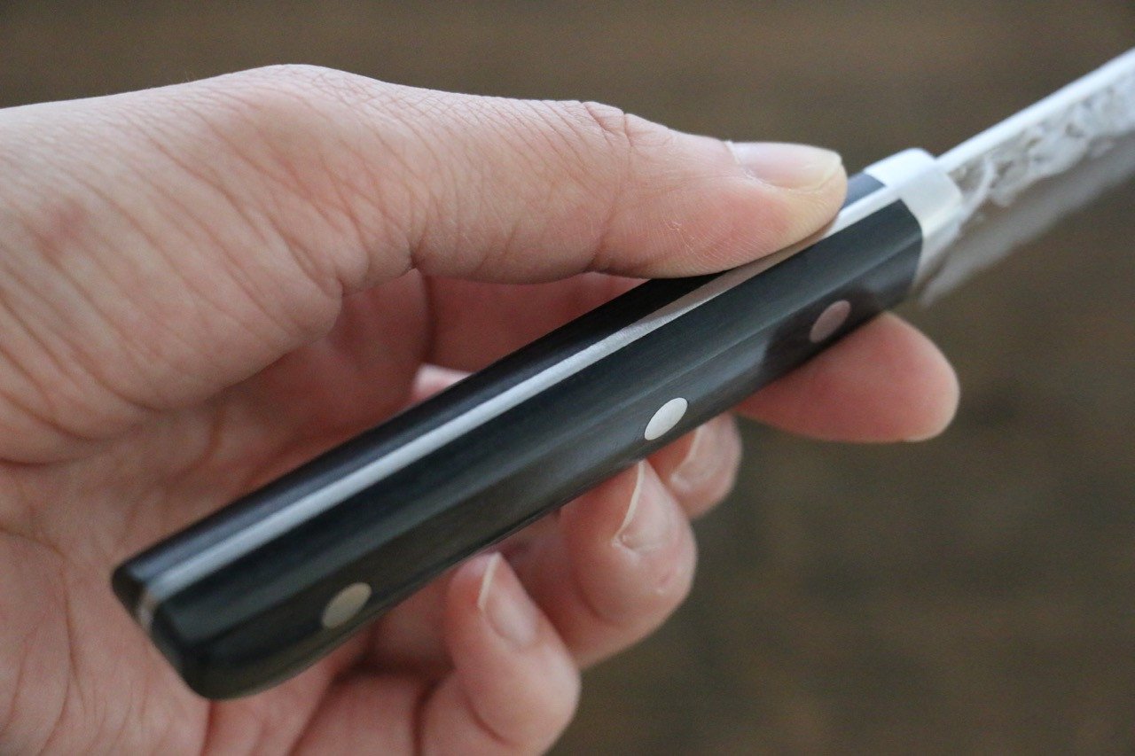 清助 V金1号 鎚目 磨き仕上げ ペティーナイフ 135mm 黒合板柄 - 清助刃物