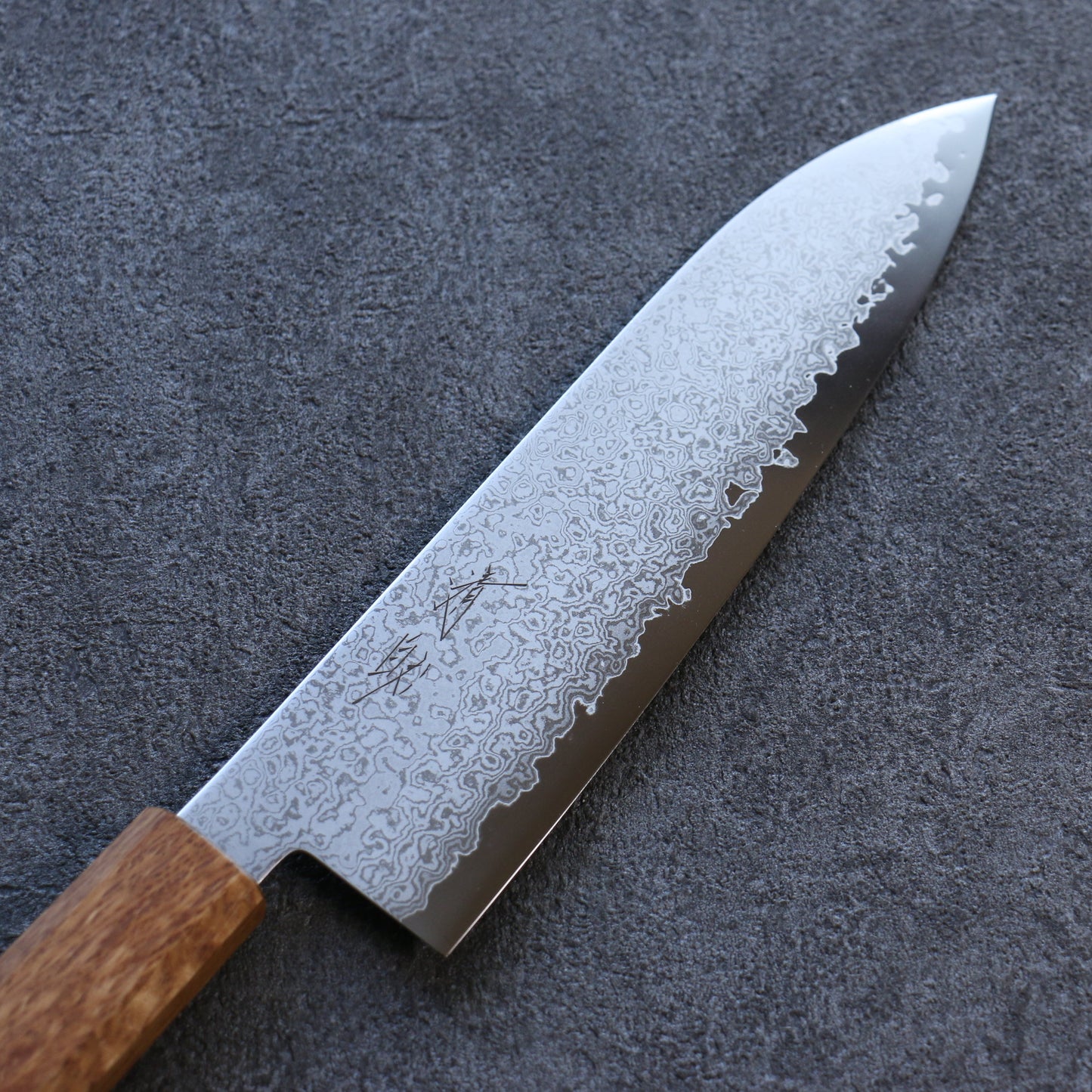 清助 V金10号 ダマスカス 三徳包丁 180mm 樫焼柄 - 清助刃物