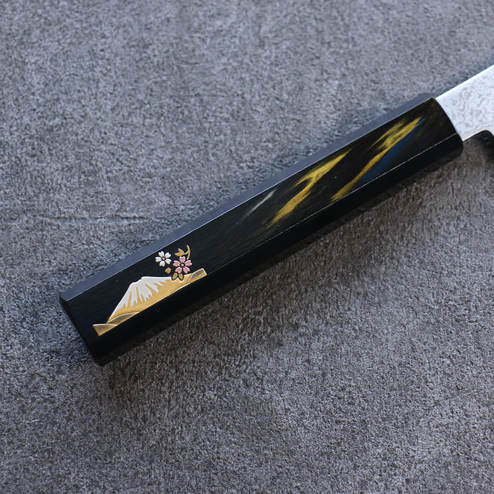 清助 V金10号 ダマスカス 三徳包丁  180mm 富士桜漆塗り柄 - 清助刃物