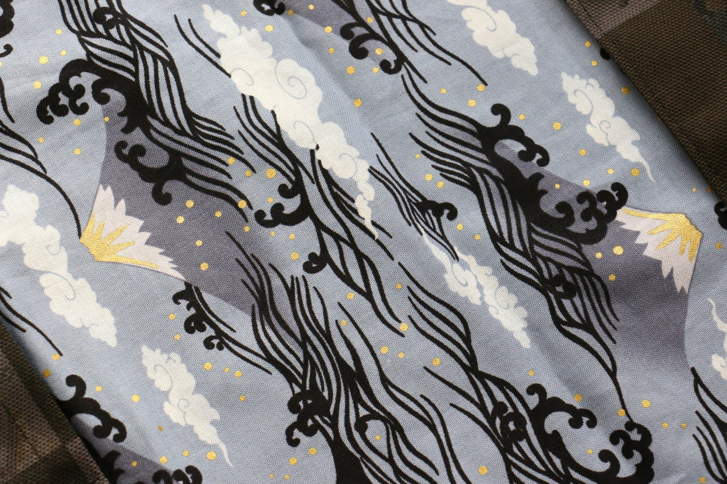 和柄包丁ケース 黒歌舞伎×青富士柄 4本用 - 清助刃物