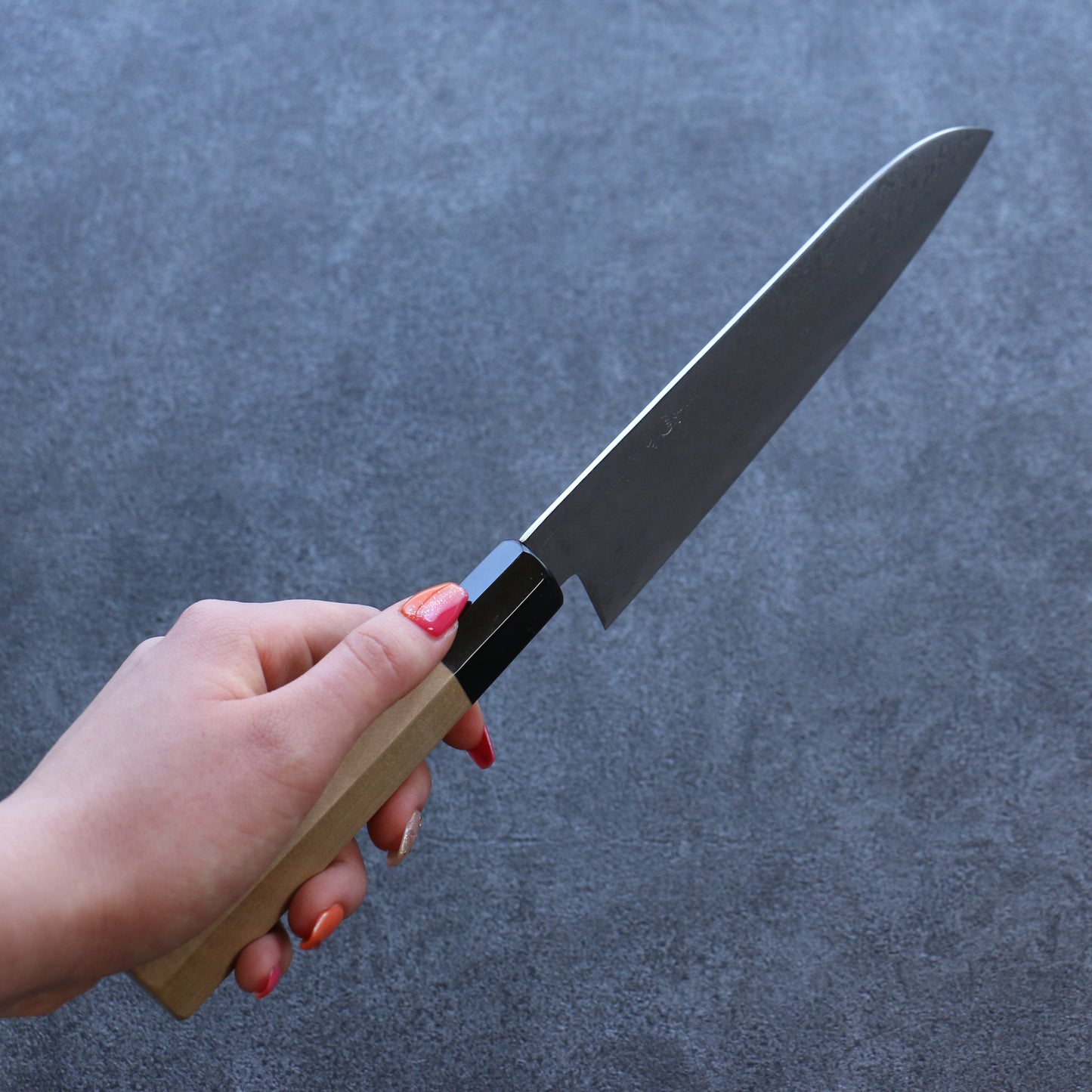 三寿ゞ AUS10 ダマスカス 磨き仕上げ 三徳包丁  180mm 朴柄 - 清助刃物