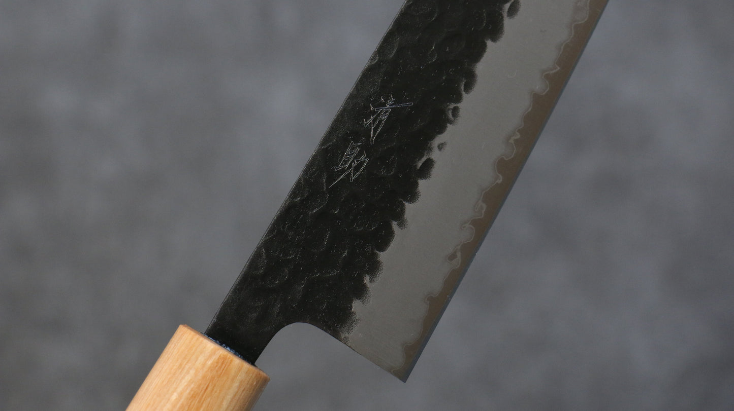 清助 紫檀 青スーパー鋼 鎚目 黒打 牛刀包丁 240mm 紫檀柄 - 清助刃物