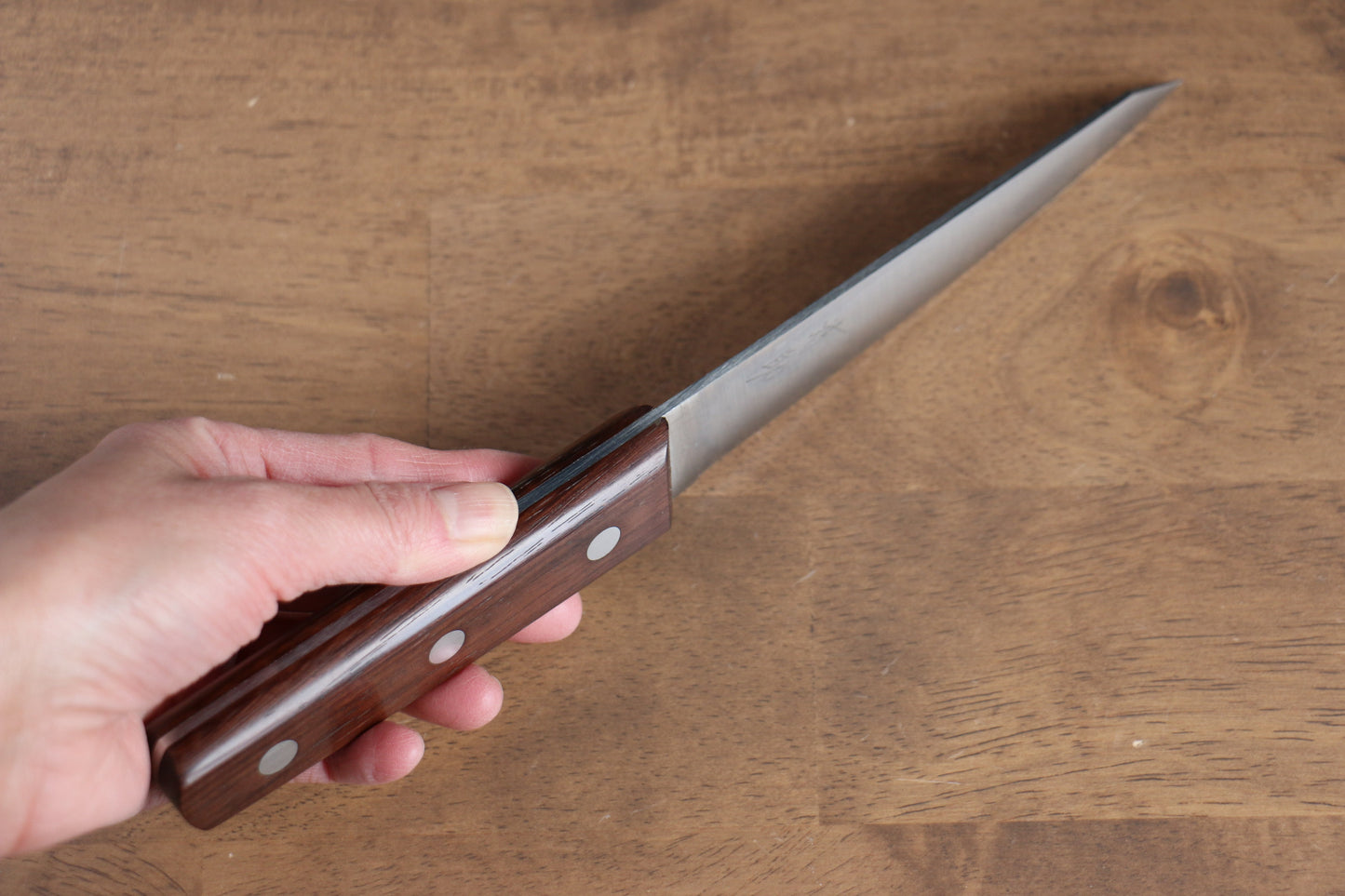 清助 山賊 日本鋼 骨スキ包丁 (丸) 150mm 紫檀柄 - 清助刃物