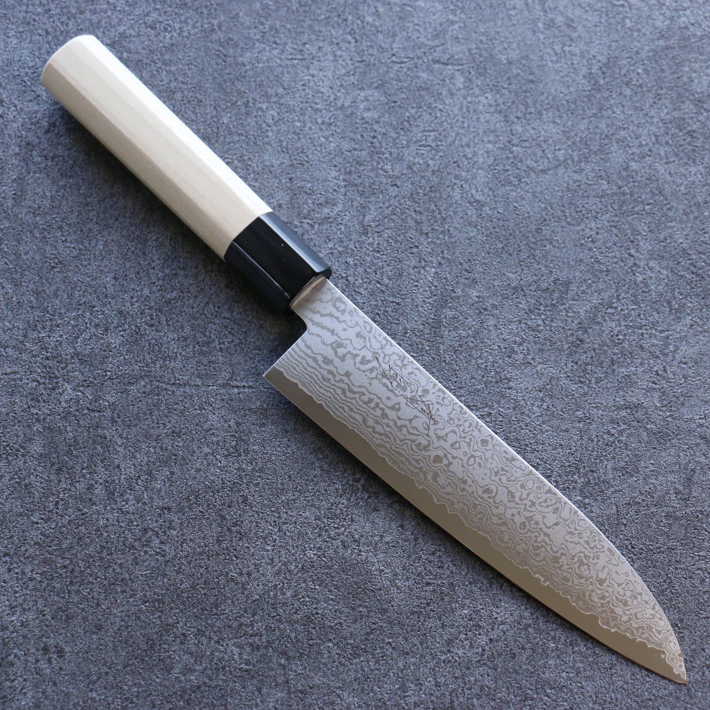 清助 V金10号 ダマスカス 三徳包丁 180mm 朴柄 - 清助刃物