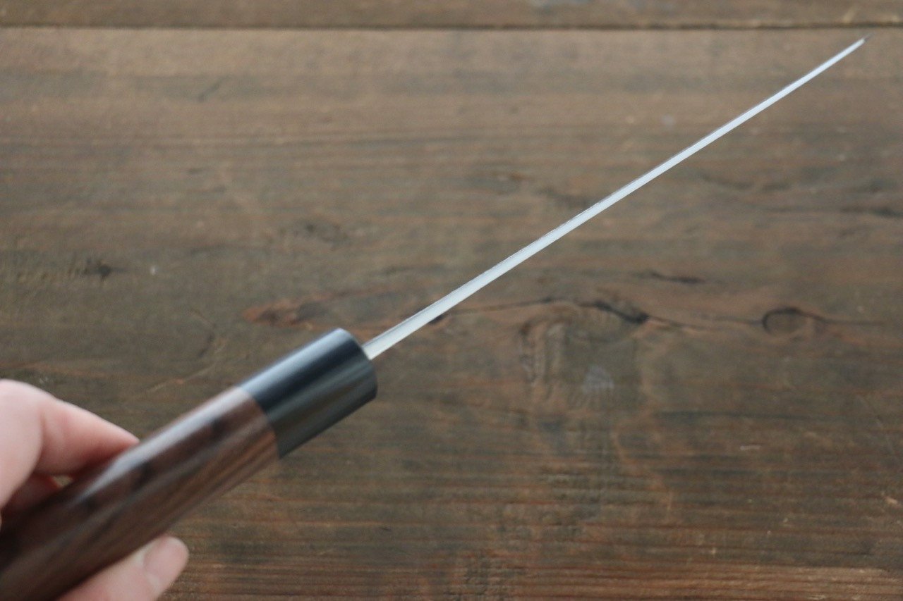 尾形 峻吾 白ニ鋼 ダマスカス 磨き仕上げ 三徳包丁  180mm 紫檀柄 - 清助刃物