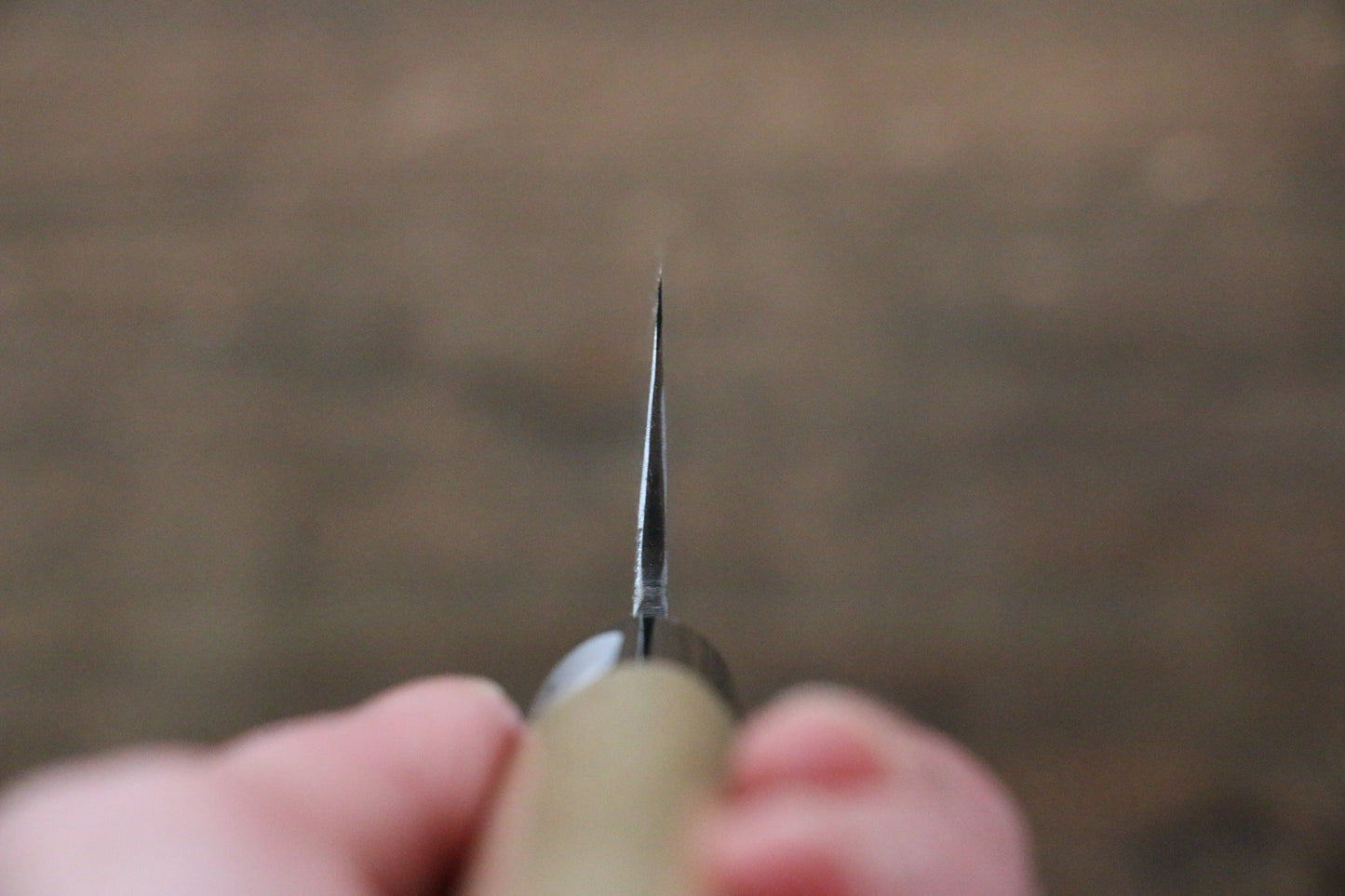 藤原 照康 白一鋼 梨地 ペティーナイフ 135mm 朴柄 - 清助刃物