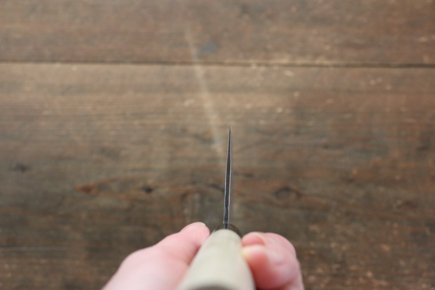 藤原 照康 白一鋼 梨地 牛刀包丁 210mm 朴柄 - 清助刃物