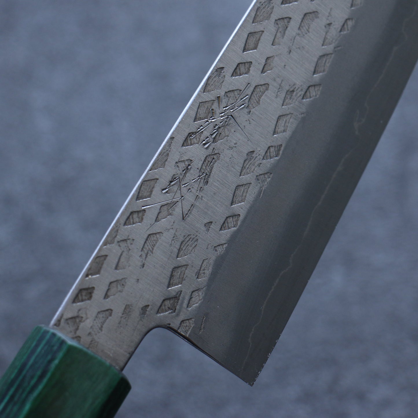 清助 銀三鋼 鎚目 三徳包丁 165mm ウォルナット (両側緑口輪)柄 - 清助刃物