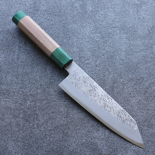 清助 青スーパー鋼 鎚目 文化包丁  165mm ウォルナット (両側緑口輪)柄 - 清助刃物
