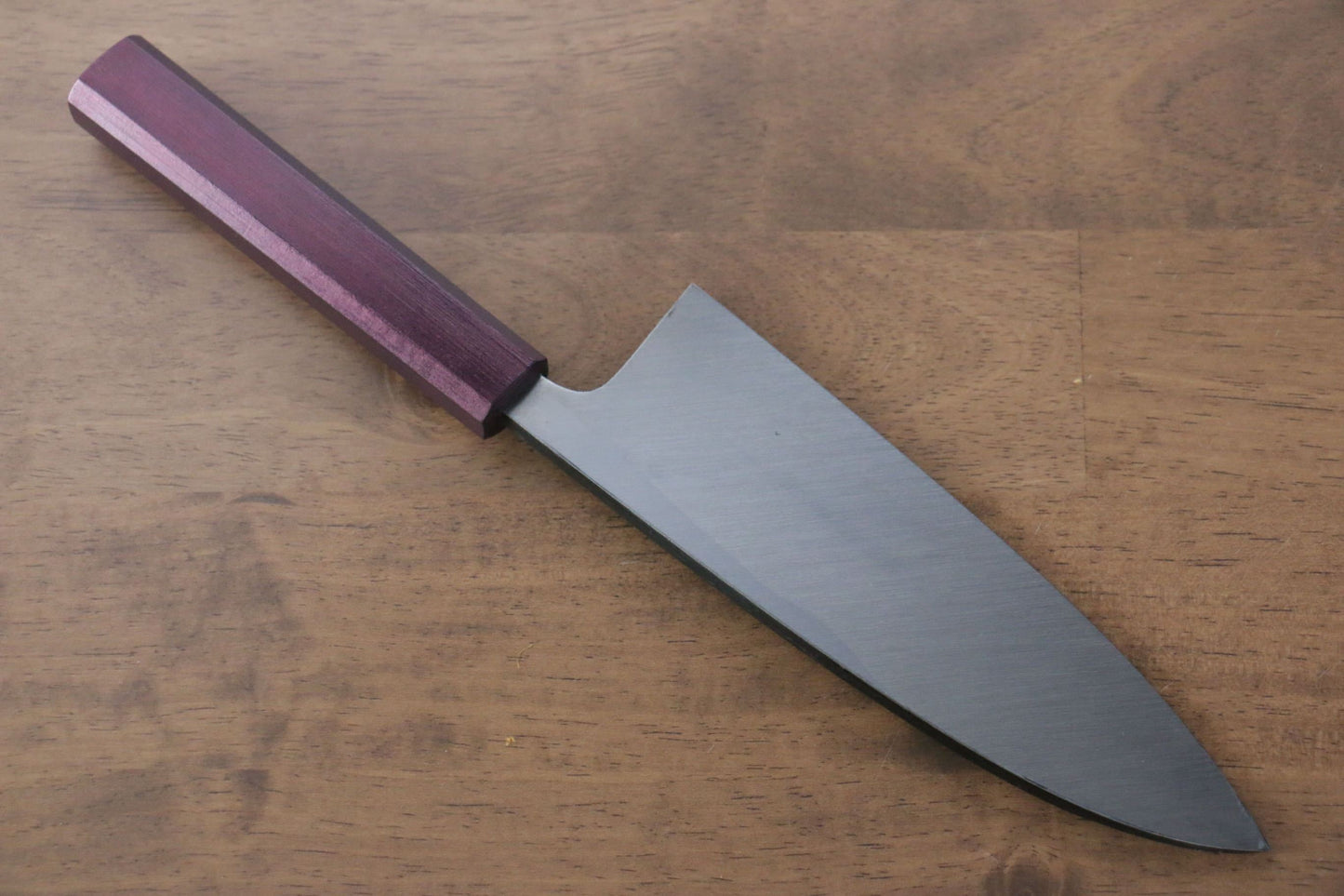 清助 白ニ鋼 黒打 出刃包丁 180mm 漆塗パープル柄 - 清助刃物