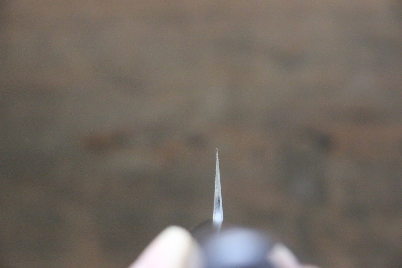 北岡 英雄 【左利き用】 白ニ鋼 ダマスカス 切付柳刃包丁 240mm 紫檀柄 - 清助刃物