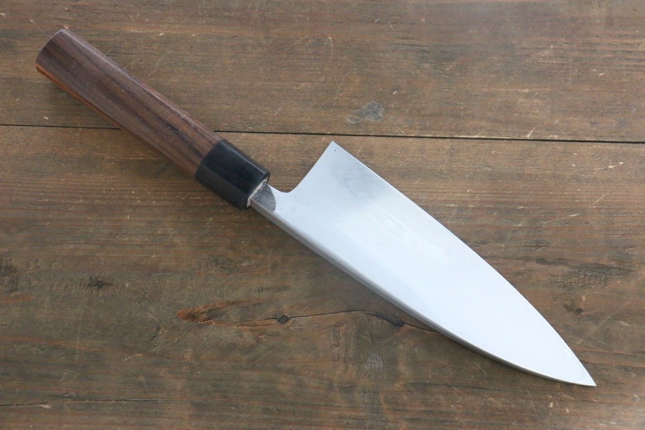 北岡 英雄 白ニ鋼 ダマスカス 出刃包丁  180mm 紫檀柄 - 清助刃物