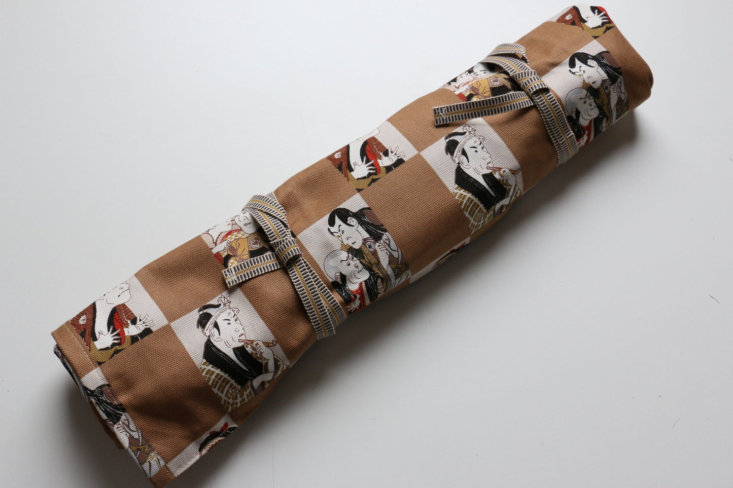 和柄包丁ケース 茶歌舞伎×青札柄 4本用 - 清助刃物