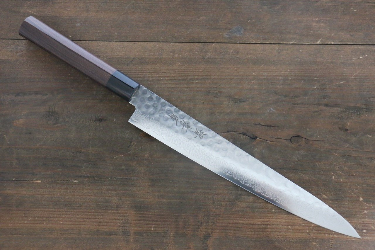 堺 孝行 AUS10 45層ダマスカス 筋引包丁  240mm 紫檀柄 - 清助刃物