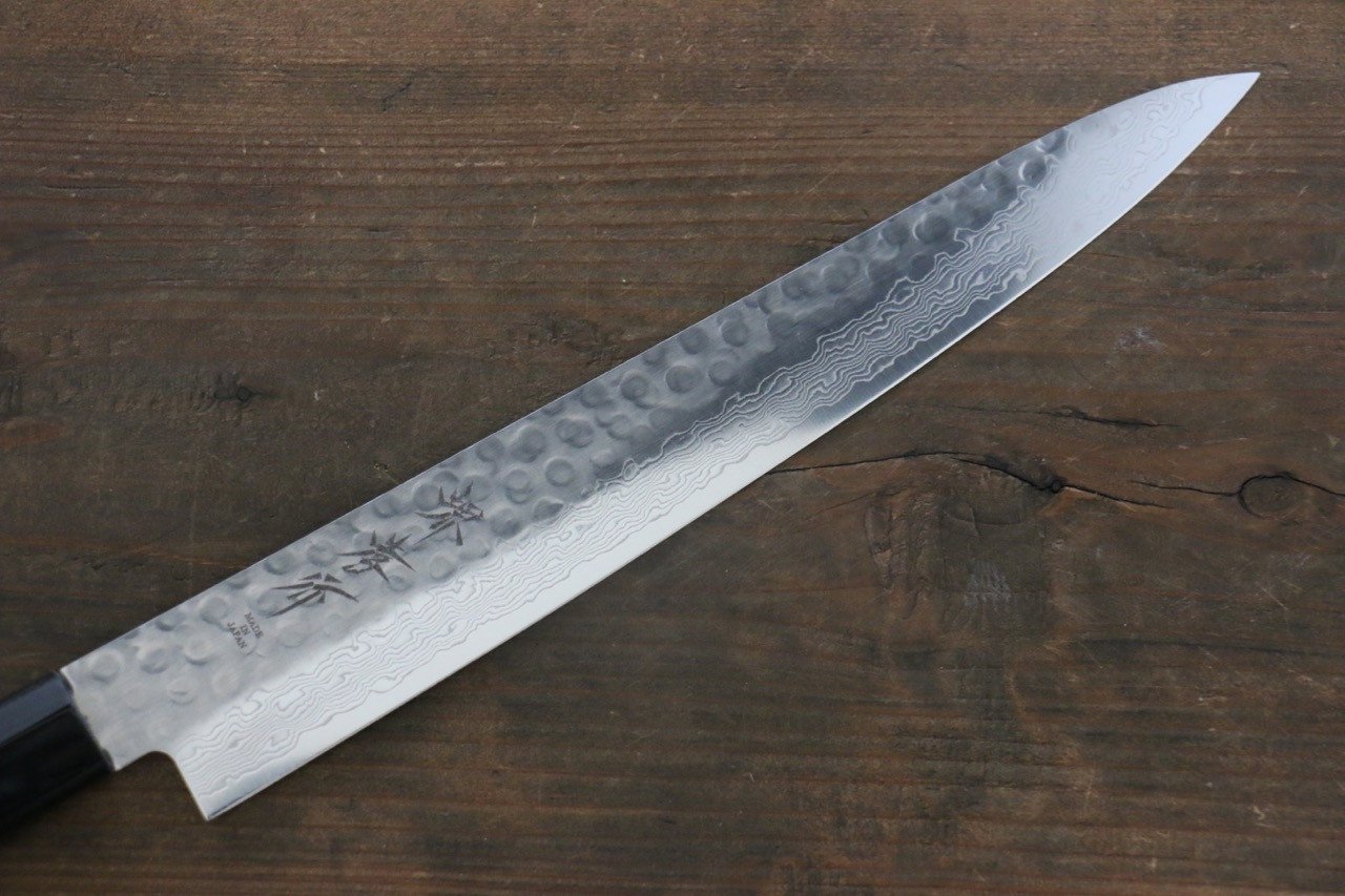 堺 孝行 AUS10 45層ダマスカス 筋引包丁  240mm 紫檀柄 - 清助刃物