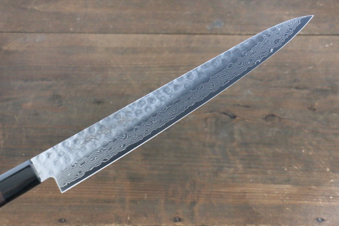 堺 孝行 AUS10 45層ダマスカス 筋引包丁  240mm 紫檀柄 - 清助刃物