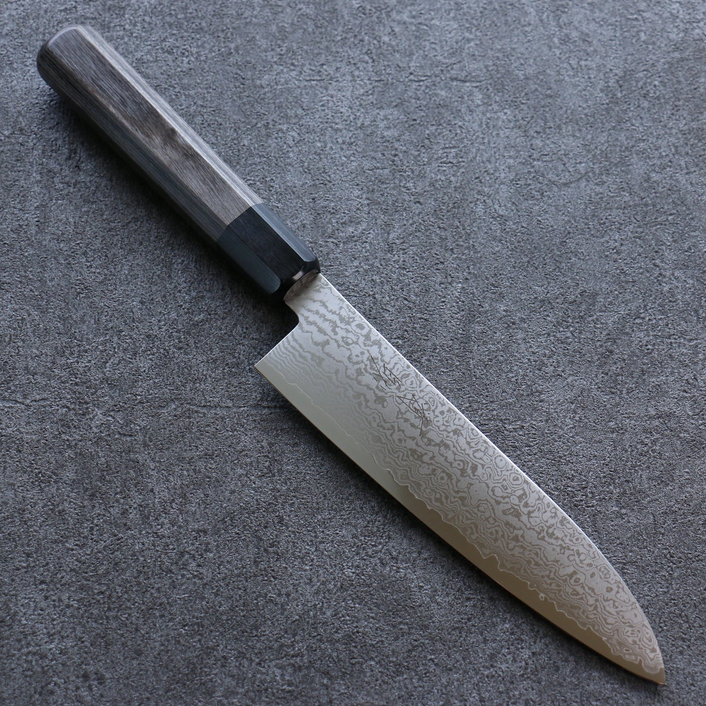 清助 V金10号 ダマスカス 牛刀包丁 180mm グレー合板柄 - 清助刃物