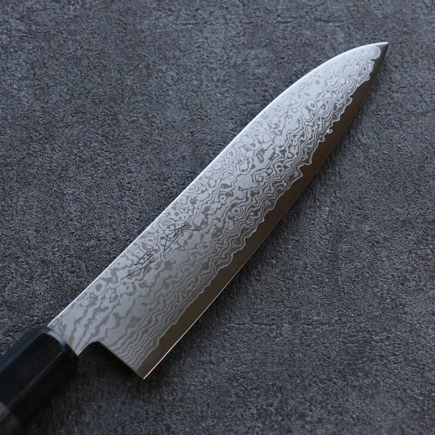 清助 V金10号 ダマスカス 牛刀包丁 180mm グレー合板柄 - 清助刃物
