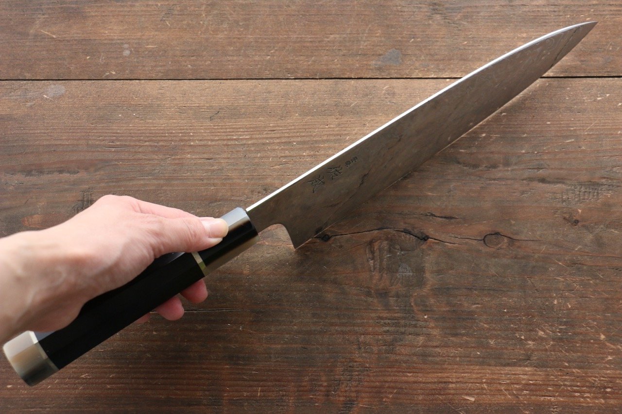 佑成 SG2 ダマスカス 牛刀包丁  240mm 両側リング付き黒檀柄 - 清助刃物