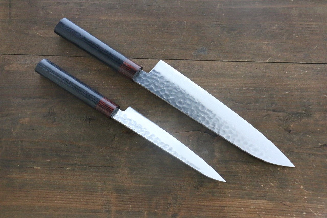 伊勢屋 V金10号 ダマスカス ペティナイフ 150mm & 牛刀包丁 210mm セット - 清助刃物