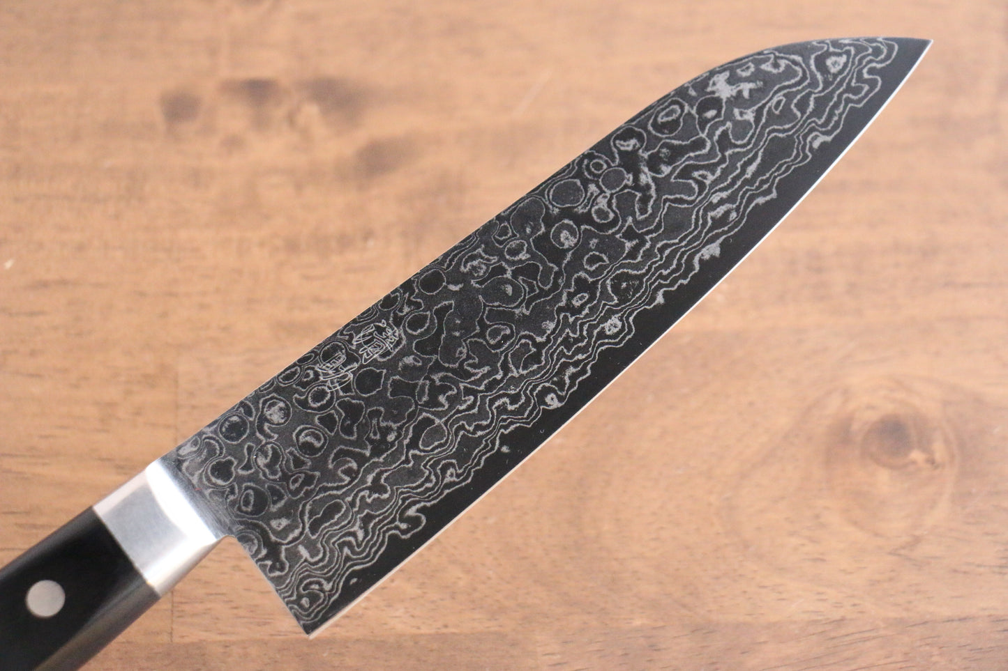清助 鏡 AUS10 鏡面仕上げ ダマスカス 三徳包丁 170mm 黒合板柄 - 清助刃物