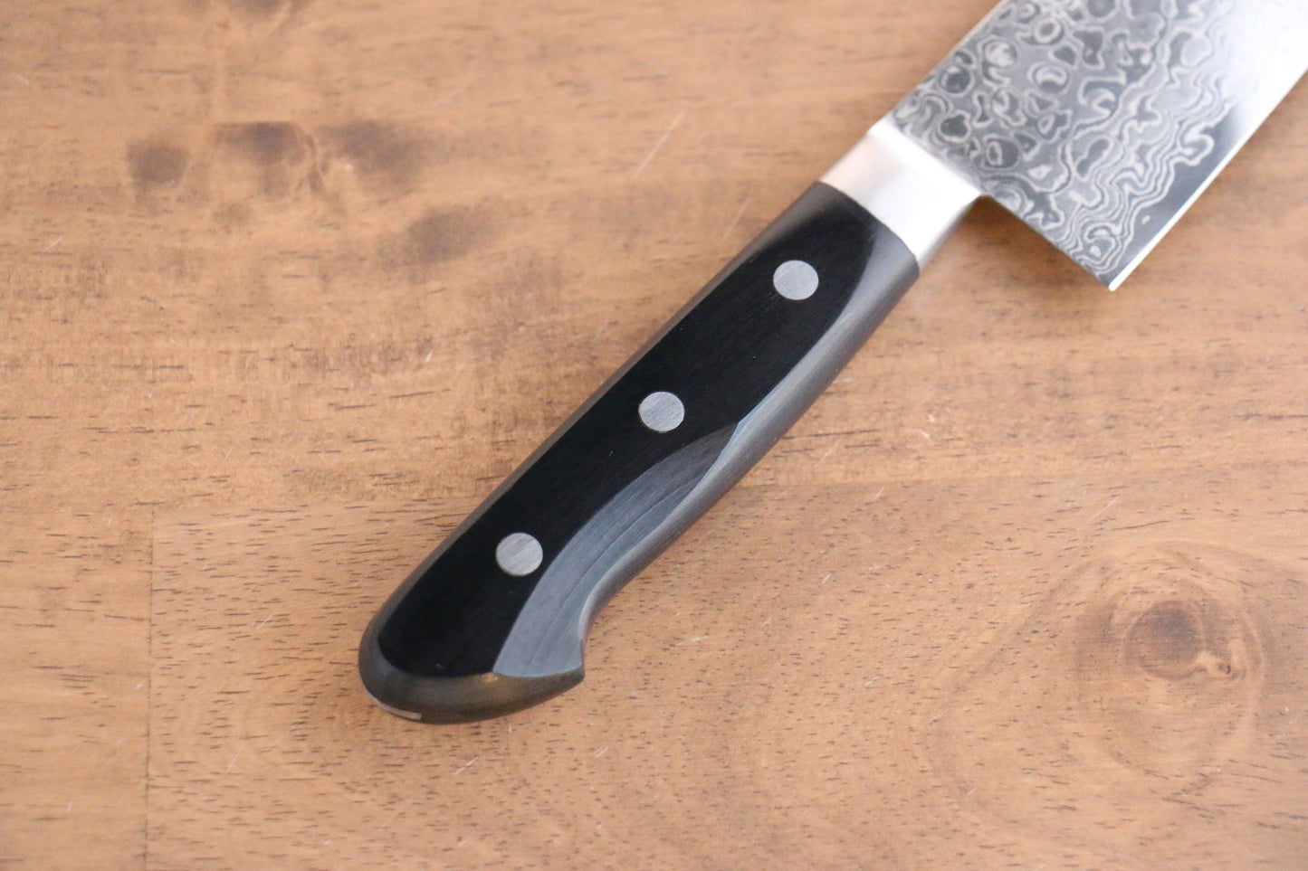 清助 鏡 AUS10 鏡面仕上げ ダマスカス 三徳包丁 170mm 黒合板柄 - 清助刃物