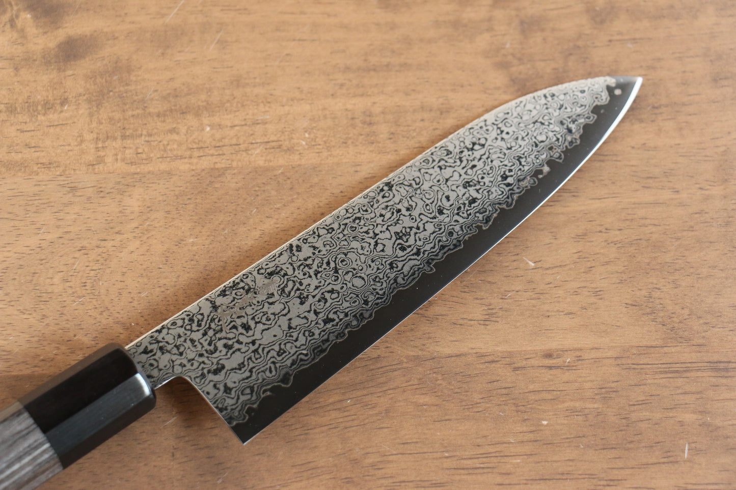 寛丈 V金10号 ダマスカス 三徳包丁 180mm グレー合板柄 - 清助刃物