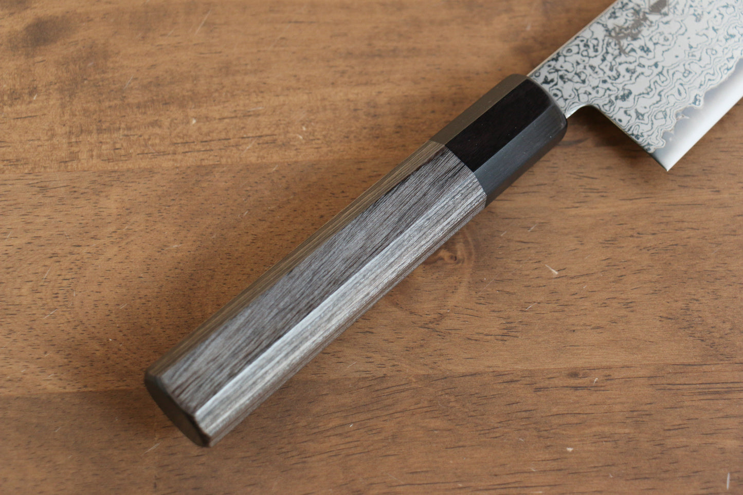 寛丈 V金10号 ダマスカス 三徳包丁 180mm グレー合板柄 - 清助刃物