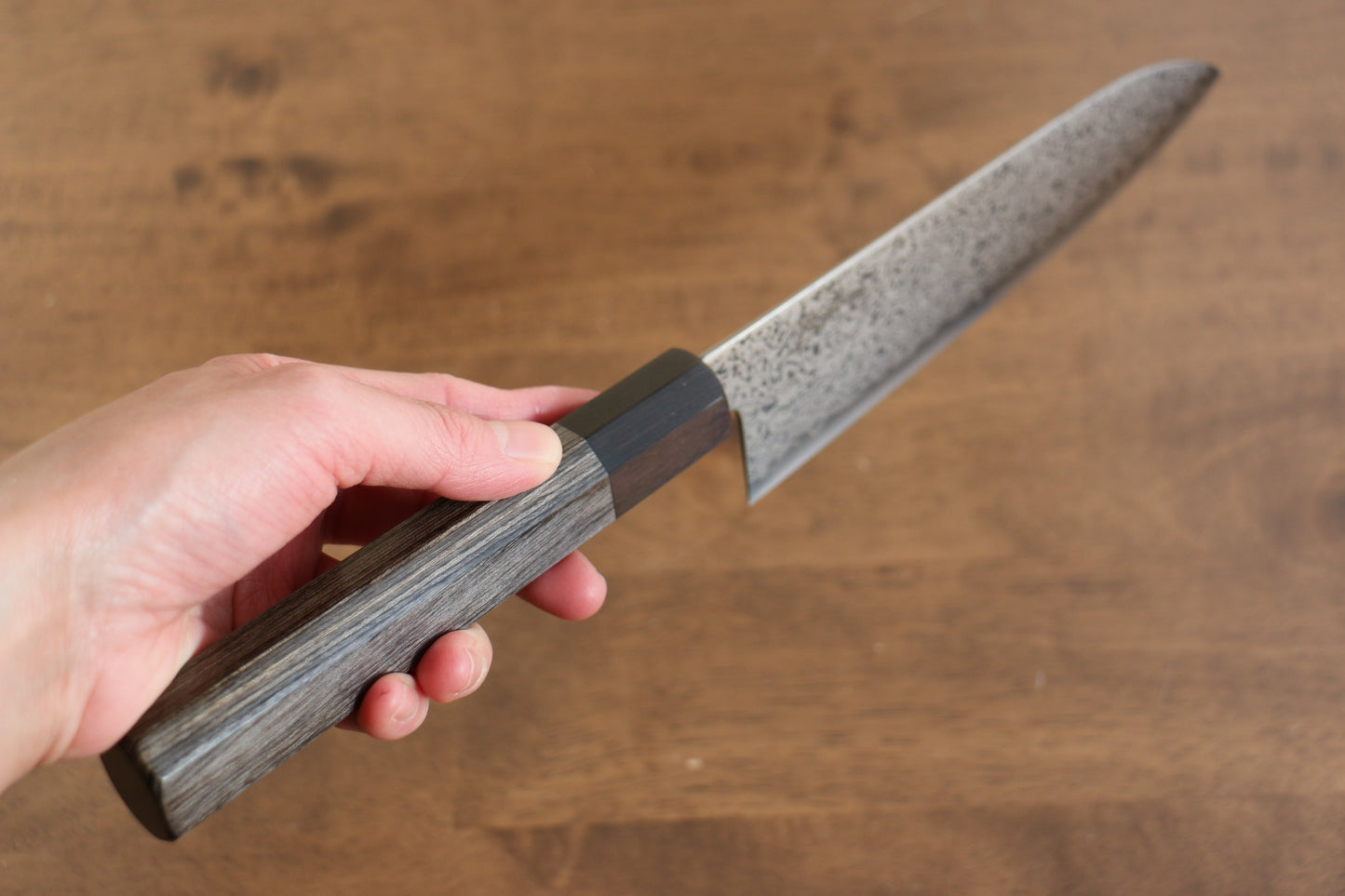 寛丈 V金10号 ダマスカス 三徳包丁 180mm グレー合板柄 - 清助刃物