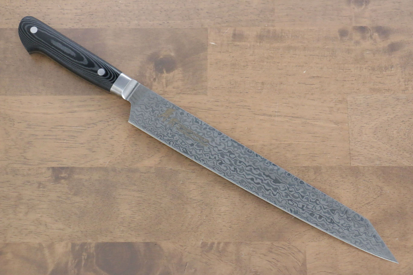 堺 孝行 コアレス ダマスカス 剣型柳刃包丁 260mm 黒マイカルタ柄 - 清助刃物
