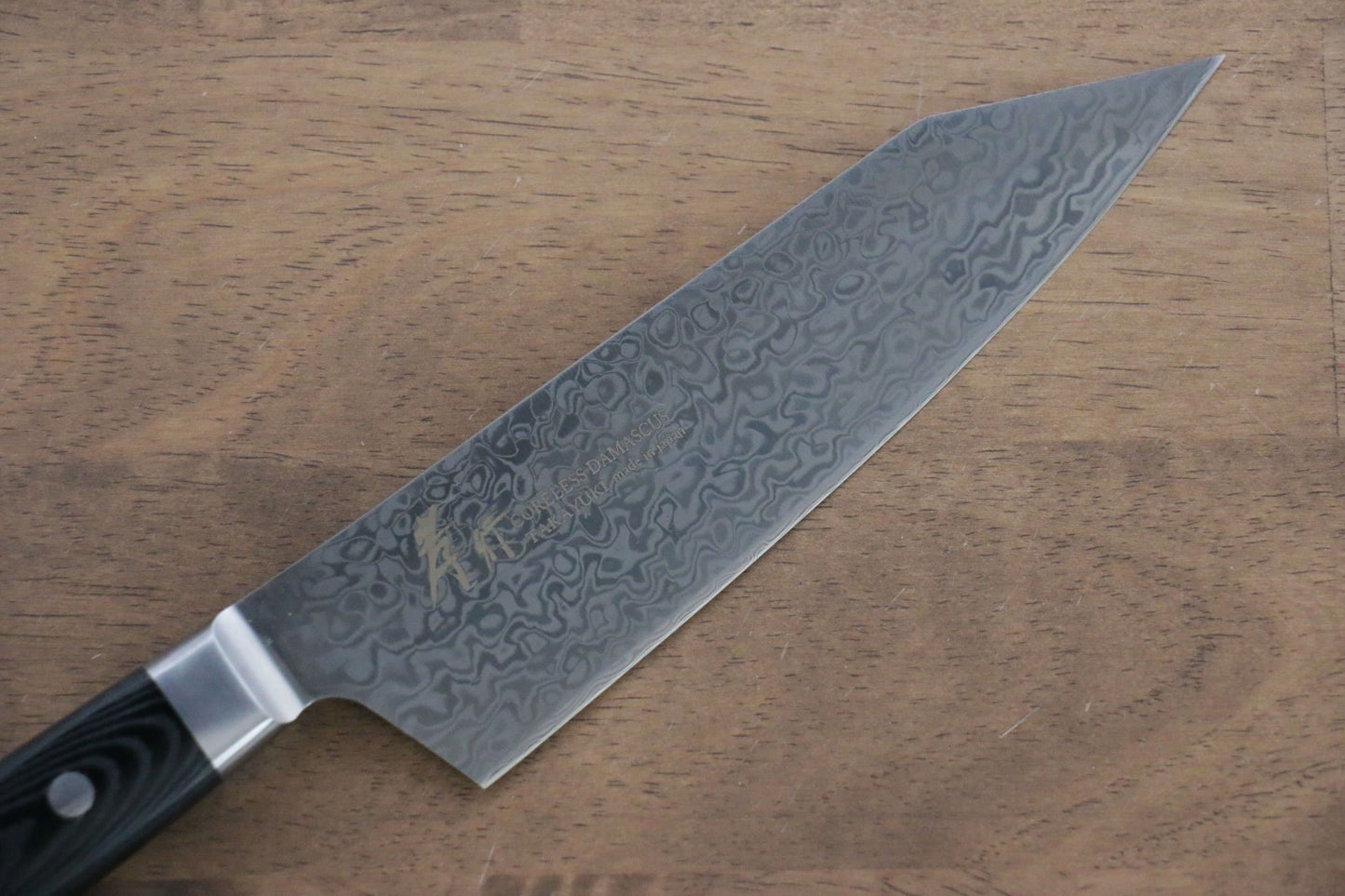 堺 孝行 コアレス ダマスカス 剣型三徳包丁 160mm 黒マイカルタ柄 - 清助刃物