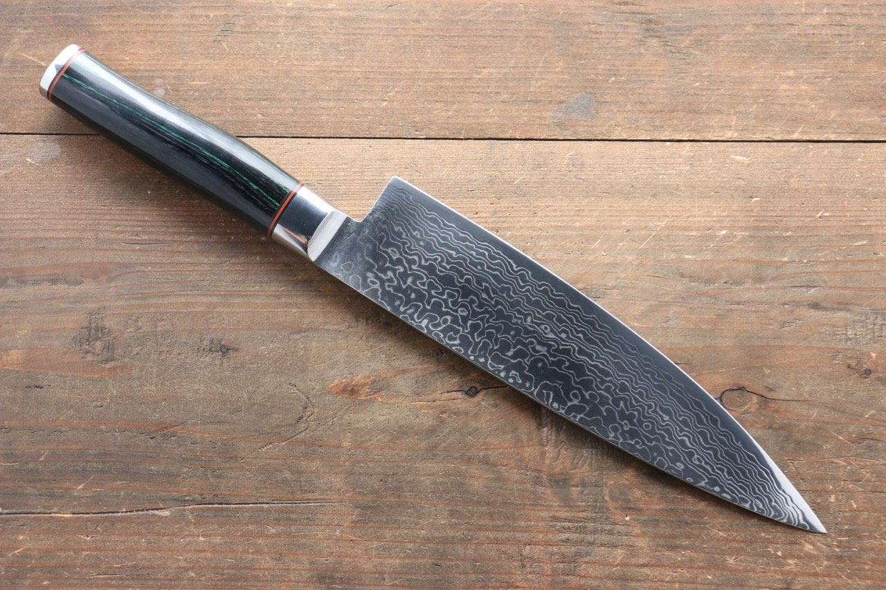 清助 コバルトゴールド ダマスカス 牛刀包丁 210mm マイカルタ柄 - 清助刃物