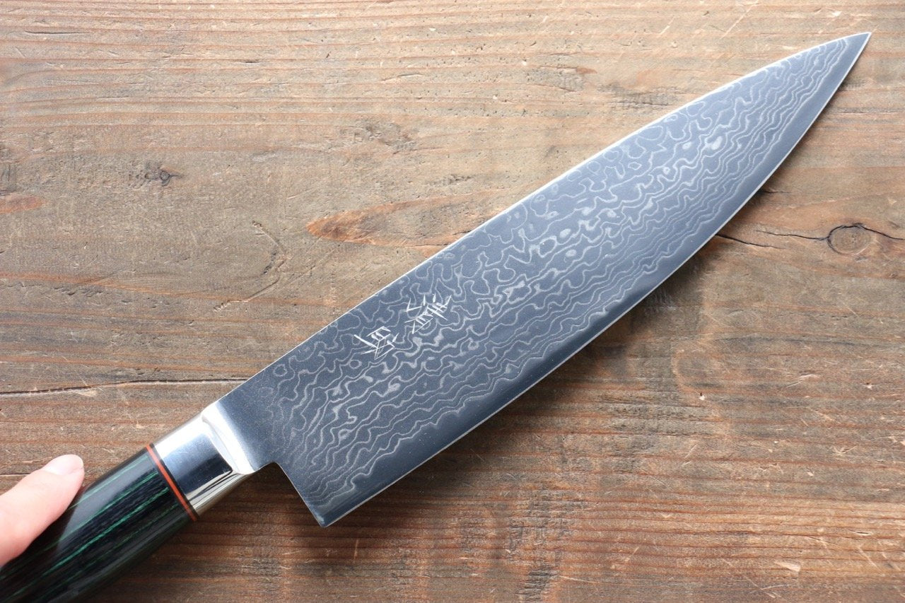 清助 コバルトゴールド ダマスカス 牛刀包丁 210mm マイカルタ柄 - 清助刃物