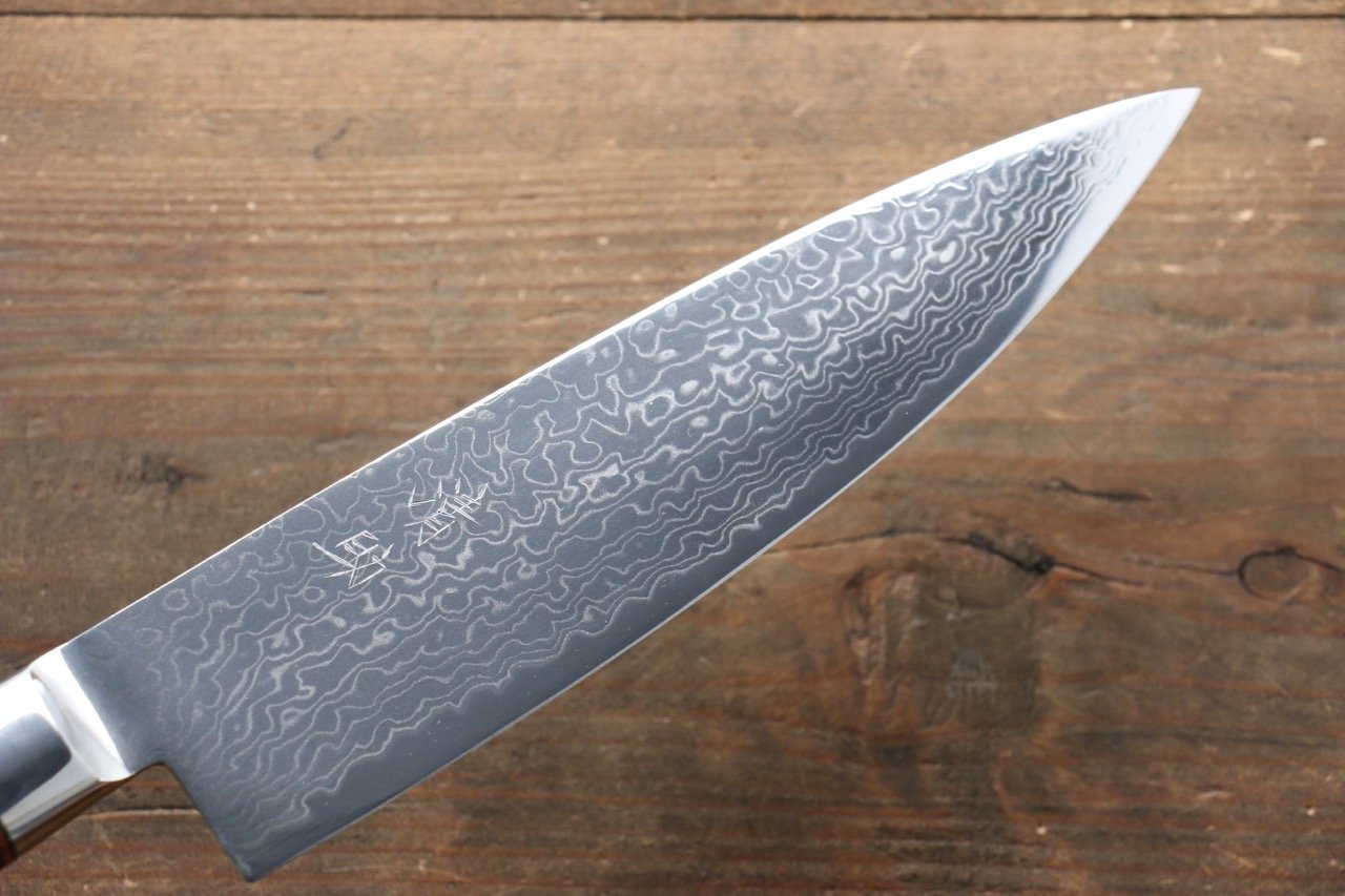 清助 コバルトゴールド ダマスカス 牛刀包丁 210mm マイカルタ柄 - 清助刃物