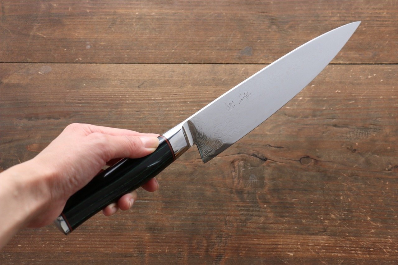 清助 コバルトゴールド ダマスカス 牛刀包丁 210mm マイカルタ柄 - 清助刃物