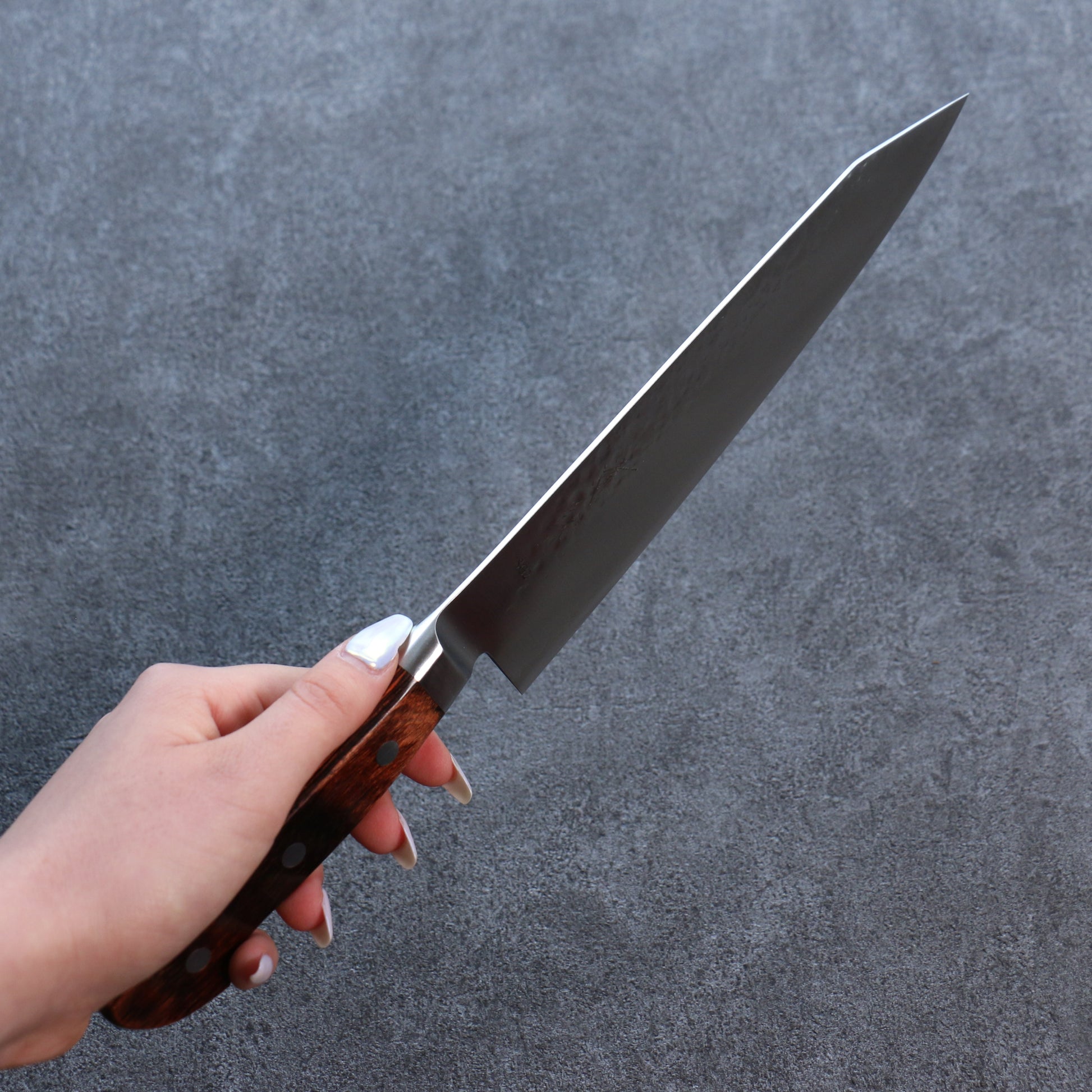 清助 SG2 鎚目 切付牛刀包丁  210mm マホガニー柄 - 清助刃物