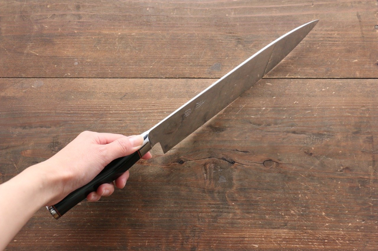 清助 コバルトゴールド ダマスカス 牛刀包丁 240mm マイカルタ柄 - 清助刃物