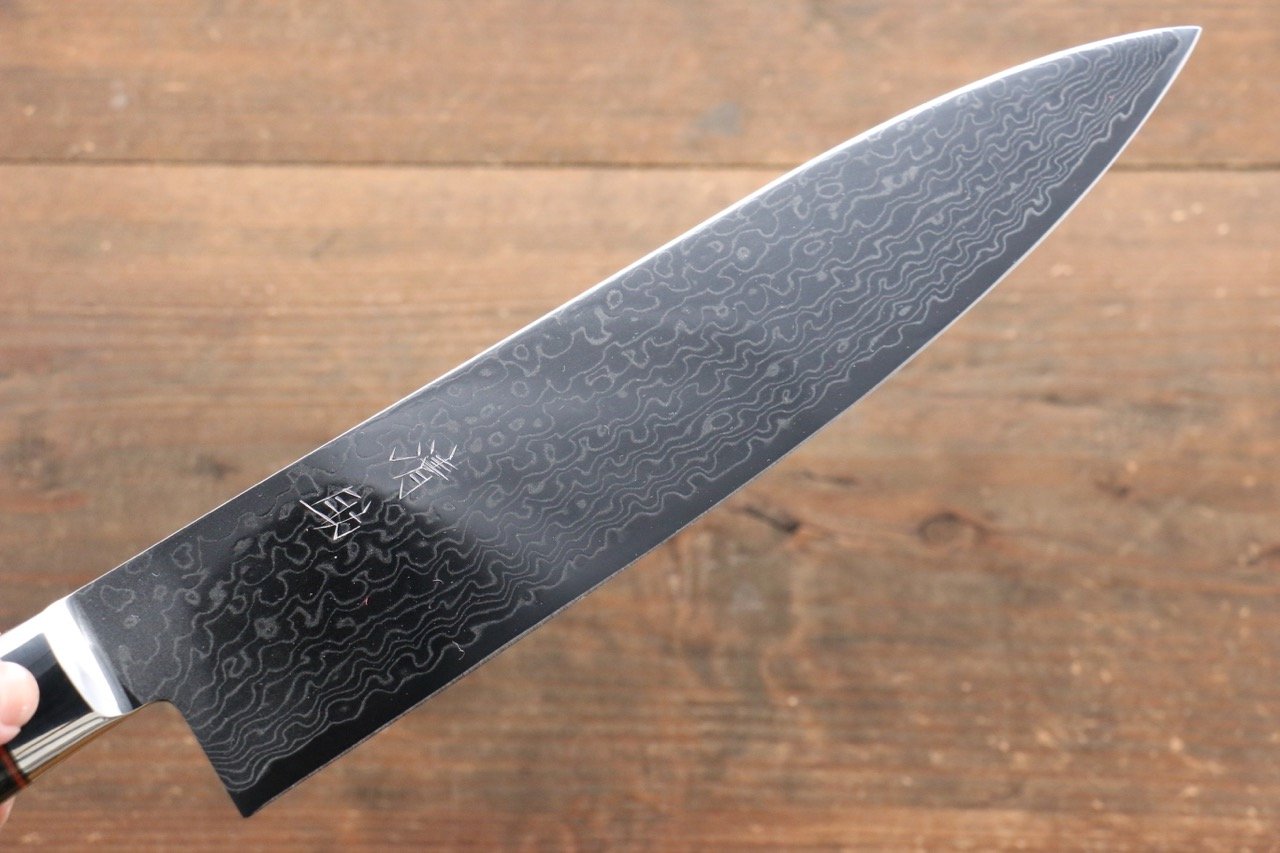 清助 コバルトゴールド ダマスカス 牛刀包丁 240mm マイカルタ柄 - 清助刃物