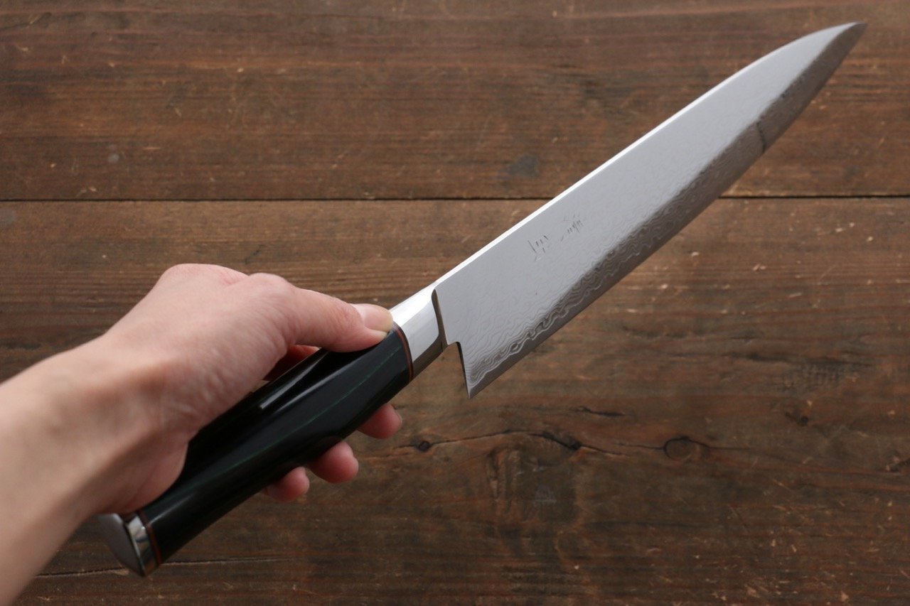 清助 コバルトゴールド ダマスカス 牛刀包丁 240mm マイカルタ柄 - 清助刃物