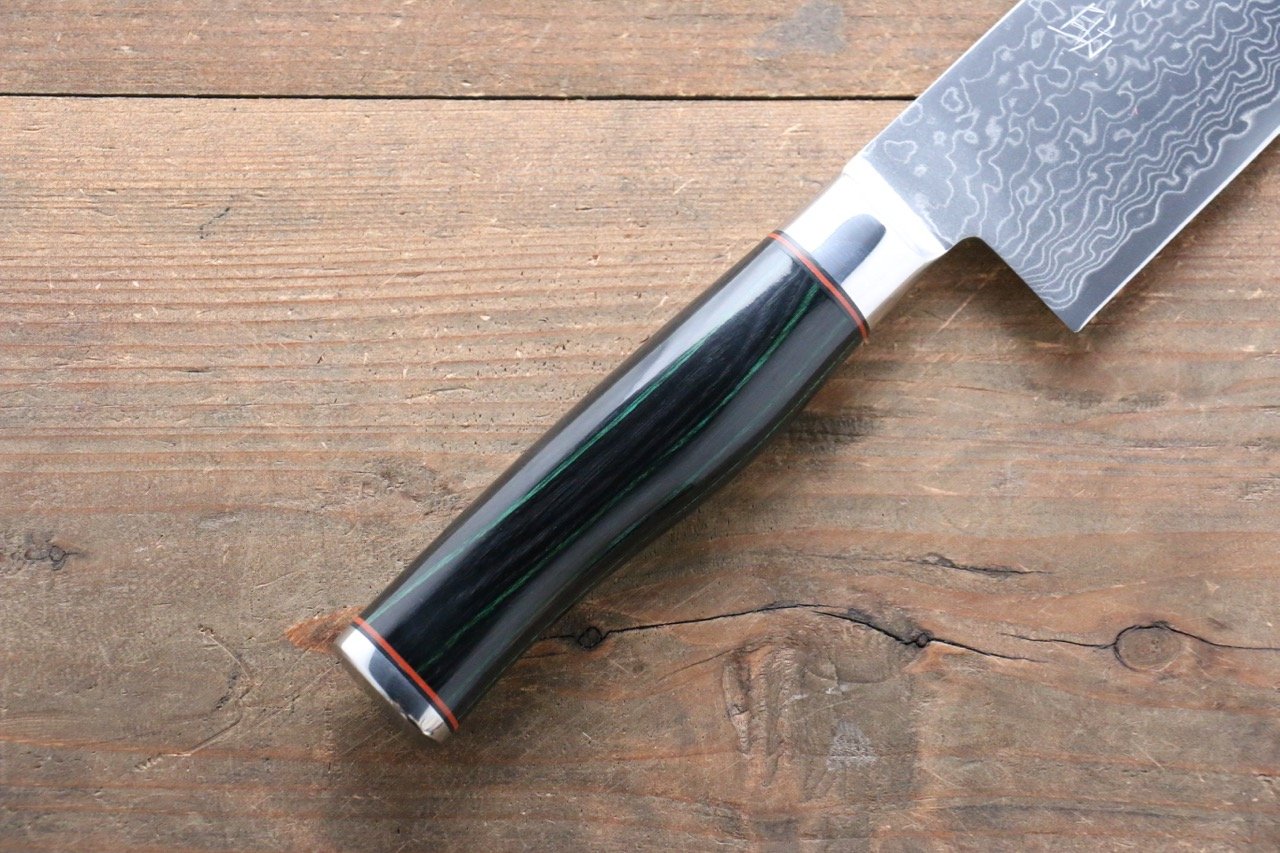 清助 コバルトゴールド ダマスカス 牛刀包丁 240mm マイカルタ柄 - 清助刃物