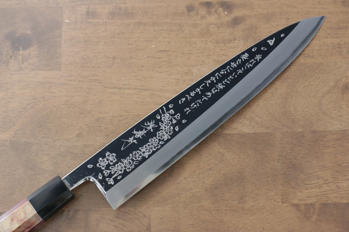 堺 孝行 凛華 銀三鋼 鏡面仕上げ 身卸出刃 270mm 漆塗り柄 鞘付き - 清助刃物