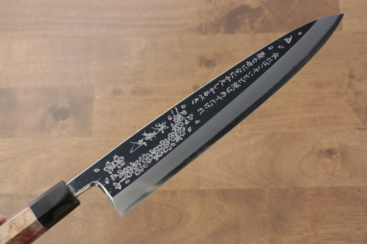 堺 孝行 凛華 銀三鋼 鏡面仕上げ 身卸出刃 270mm 漆塗り柄 鞘付き - 清助刃物